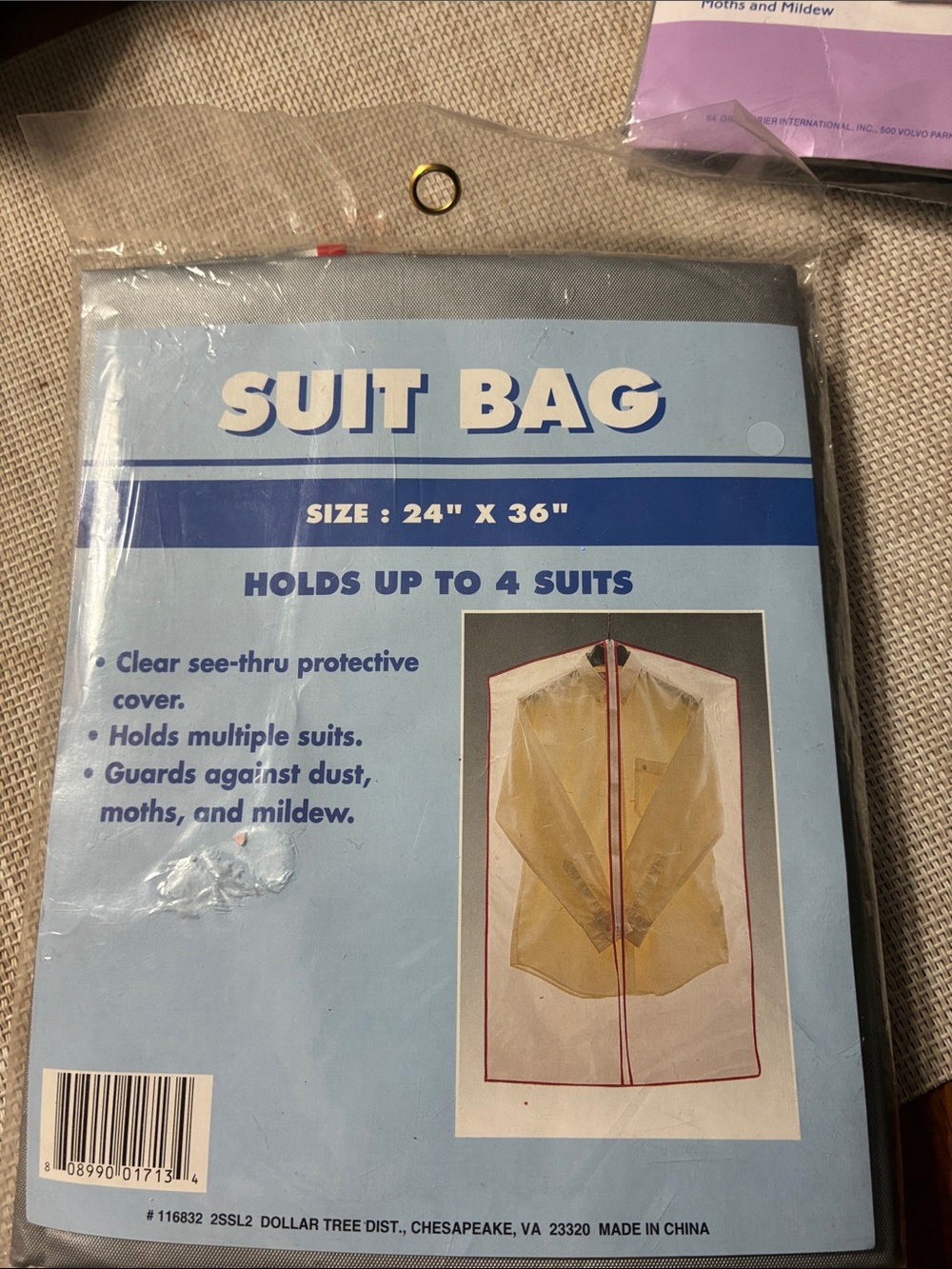 Suit Bag Clear Protective Garment Cover - White/Clear